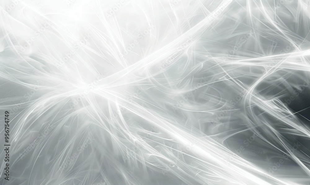 Abstract white light streaks and waves on a grey background. Dynamic energy flow concept. Abstract white light streaks and waves on a grey background. Dynamic energy flow concept.