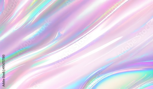 Holographic background seamless trendy iridescent light foil texture. Soft holographic pastel unicorn marble background pattern. Modern pearlescent blurry abstract swirl illustration. 