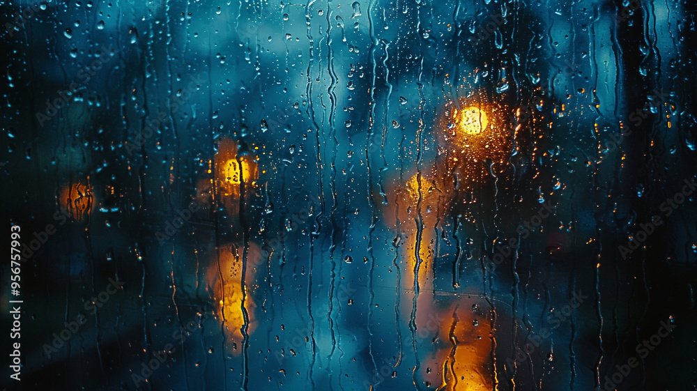 Droplets of water flowing down glass close-up Droplets of water flowing down glass close-up