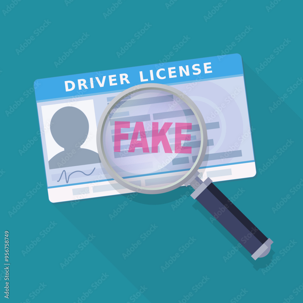 Random Licence Driver's License Fake Detection (flat design) Stock Vector | Adobe Stock