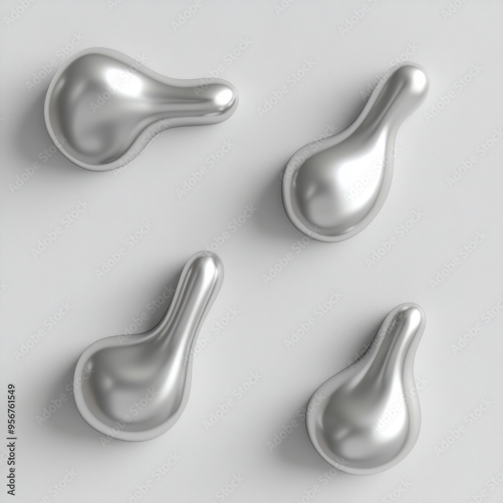 Obraz premium Cute Pastel Silver Vibraslap Set - 3D Minimalist Design 3