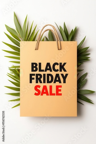 Promotional bag featuring a bold Black Friday sale announcement. Ideal for marketing, retail, and seasonal offers.