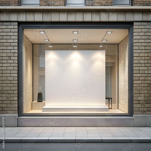 Blank storefront window with a clean. modern design. perfect for displaying your brand or product.