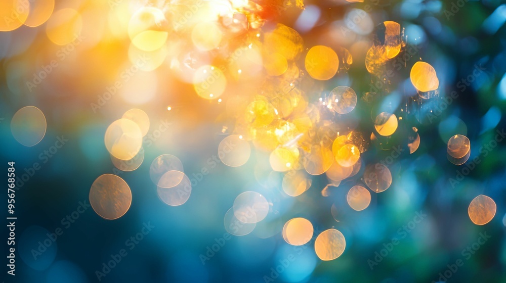Defocused Abstract Background with Golden and Blue Lights Defocused Abstract Background with Golden and Blue Lights