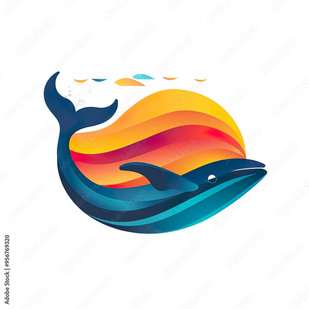 2D illustration of a minimalistic abstract aquatic-themed logo with flat colors isolated on a white transparent background 2D illustration of a minimalistic abstract aquatic-themed logo with flat colors isolated on a white transparent background