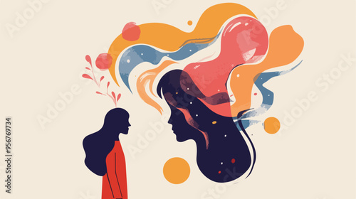 Psychological Rehab Concept Girl Collects Silhouettes