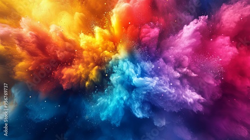 Abstract Colorful Explosion of Paint and Powder