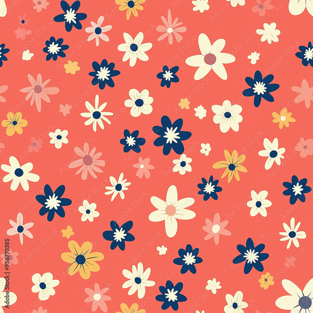 Tiny flower ditsy flat design style seamless pattern with flowers Tiny flower ditsy flat design style seamless pattern with flowers