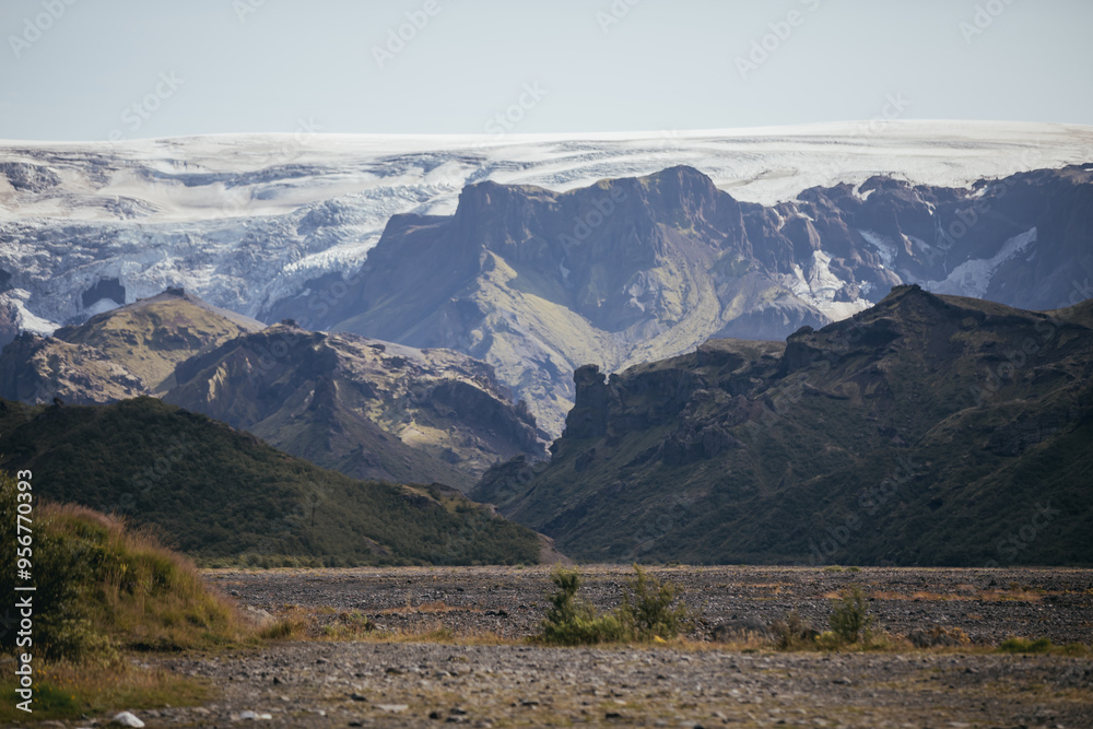 The views of Thorsmork, Iceland from the top of a mountain hike