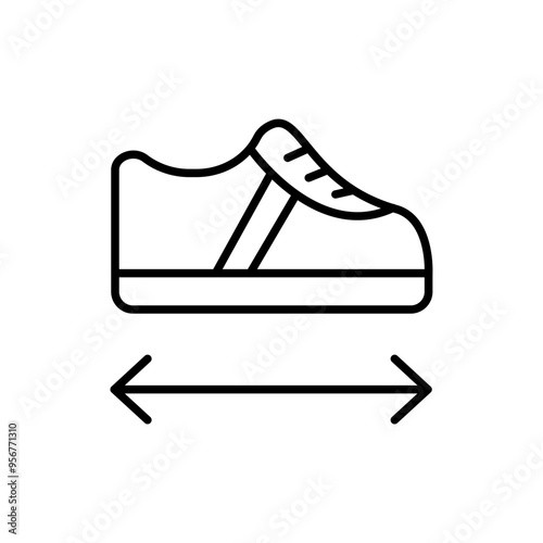 Sneaker size outline icons, minimalist vector illustration ,simple transparent graphic element .Isolated on white background