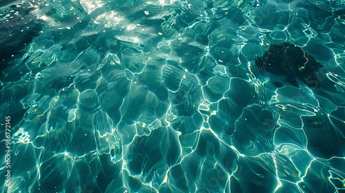 Teal Water Ripples with Sunlit Reflections