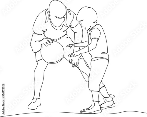 Vector drawing of father with childю. Father's Day