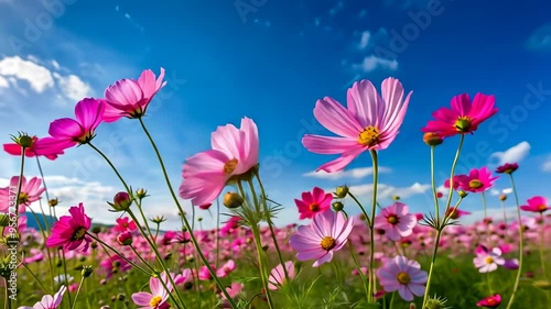 Beautiful pink tulips bloom in a field during spring, creating a stunning natural spectacle