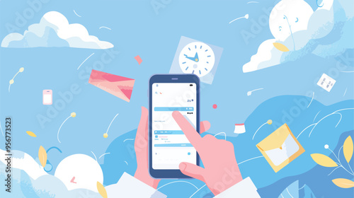 Reminder on Sky Background Graphic Elements for Notifications