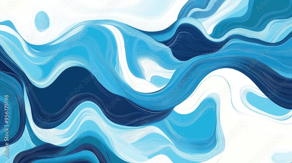 Line art illustration of an abstract background featuring blue and white hues Line art illustration of an abstract background featuring blue and white hues