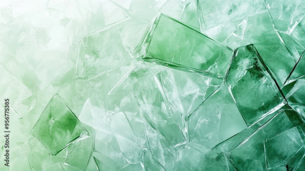 Obraz premium computer wallpaper geometric glass texture, light green and light sky, large glass frosted transparent texture