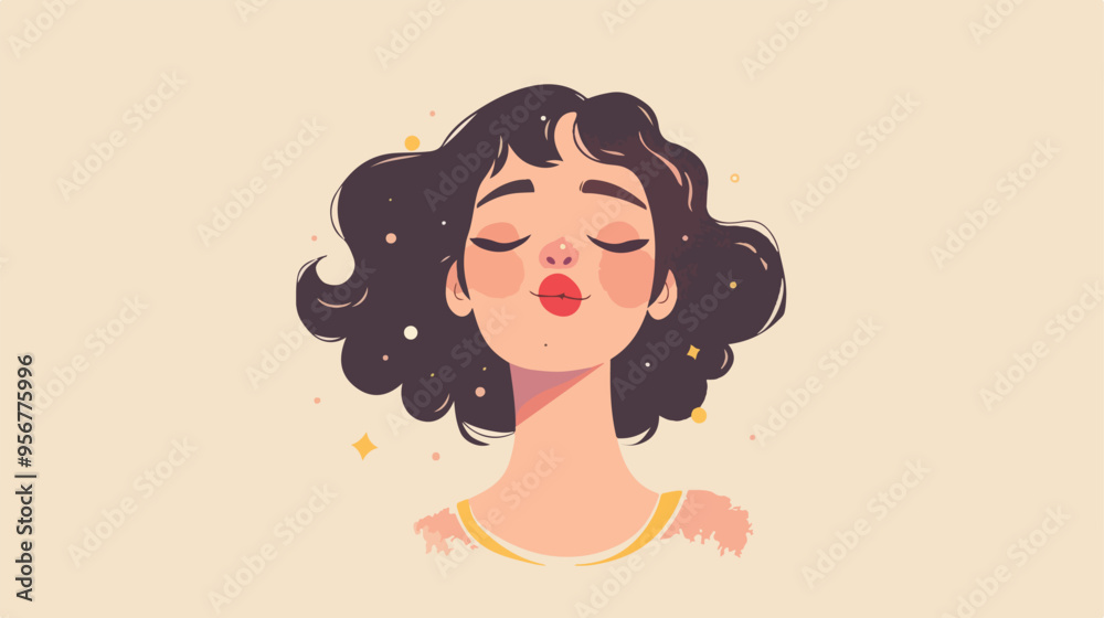 Retro 30s Face Character Blowing Sticker for Social Media Retro 30s Face Character Blowing Sticker for Social Media