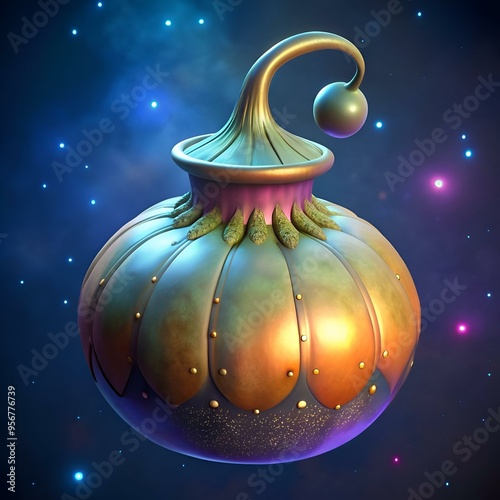 A magical. 3D rendered calabash with a whimsical design.
