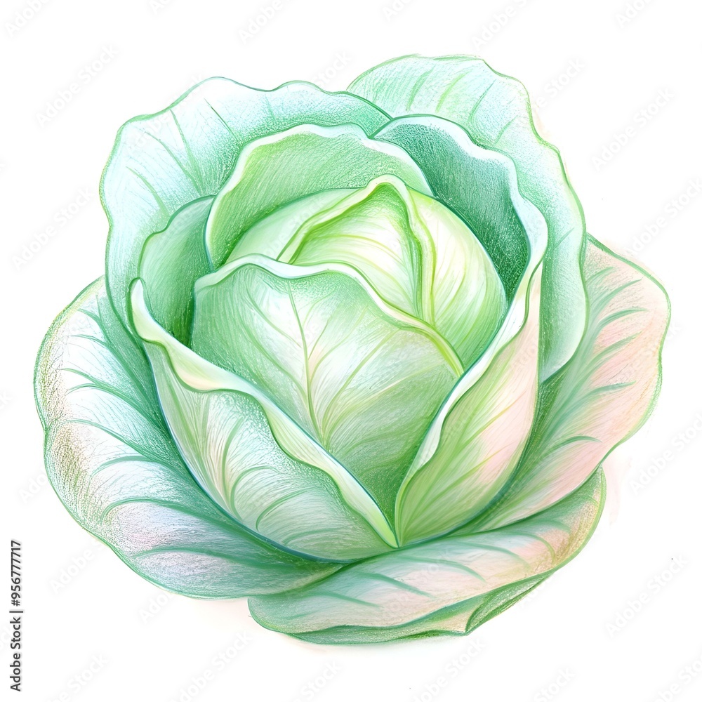 A detailed hand drawn illustration of a whole green cabbage. perfect for adding a touch of freshness and natural beauty to your designs. A detailed hand drawn illustration of a whole green cabbage. perfect for adding a touch of freshness and natural beauty to your designs.