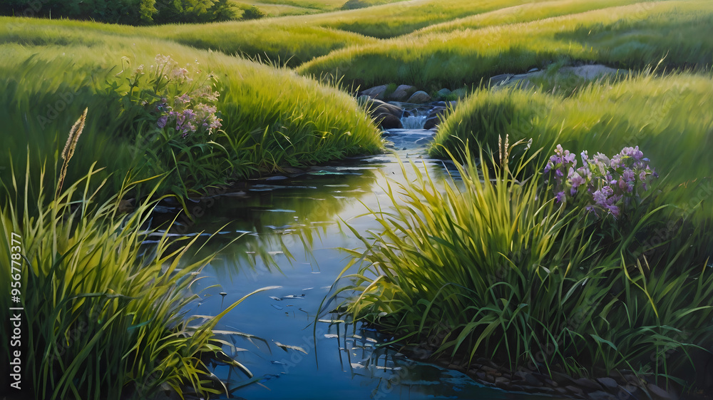 reeds in the water, ai generated reeds in the water, ai generated