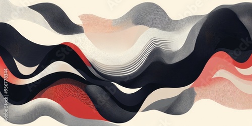 Wallpaper Mural Abstract line art illustration featuring modern wave patterns on a sleek background Torontodigital.ca