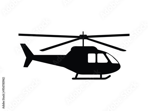 A Captivating Silhouette of a Helicopter in Flight, Symbolizing Strength and Precision in Aerial Navigation