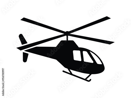 A Captivating Silhouette of a Helicopter in Flight, Symbolizing Strength and Precision in Aerial Navigation