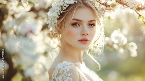 Bridal pose by flowers.