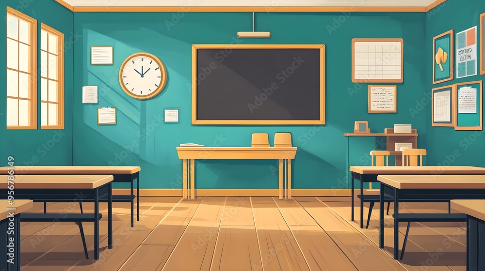 A flat design of a classroom poster with large, readable typography A flat design of a classroom poster with large, readable typography