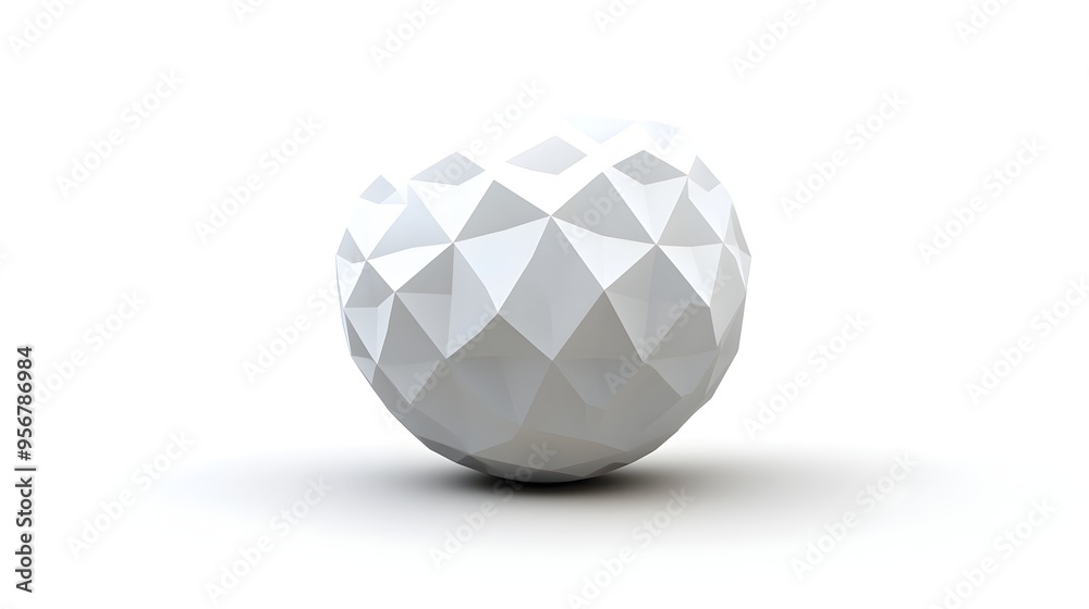Faceted 3D Sphere with Geometric Abstract Design in Contemporary Minimalist Style