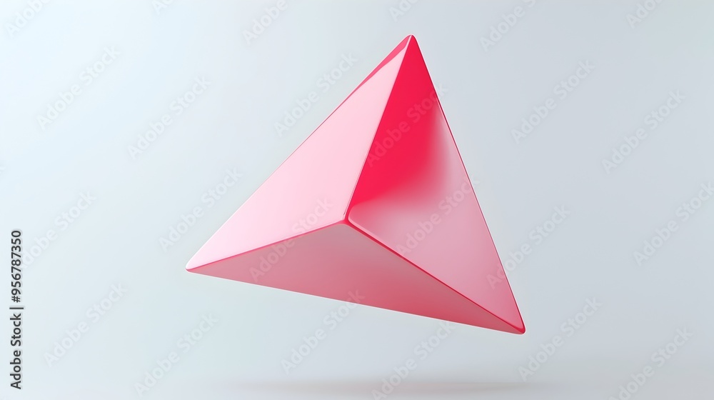 Smooth Floating Tetrahedron 3D Geometric Shape on White Background Smooth Floating Tetrahedron 3D Geometric Shape on White Background