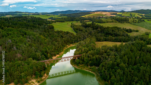 Railway bridge over the Bóbr River in Piechowice, Lower Silesia, Poland