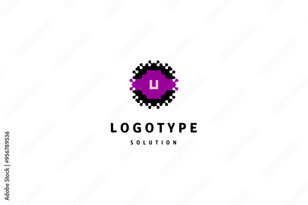 Fototapeta premium Abstract spot with letter u template logo design solution