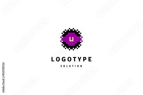 Abstract spot with letter u template logo design solution
