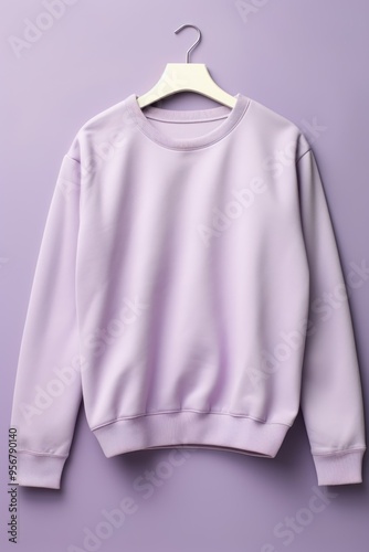 Lilac blank sweater without folds flat lay isolated on gray modern seamless background