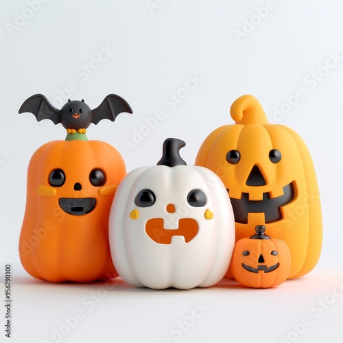 3d cute halloween element isolated on white