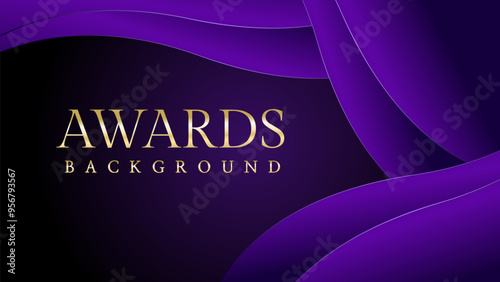 Purple golden royal awards graphics background. Elegant modern template with classy shine.	
