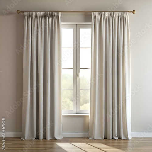Clean and modern window with white curtains and sunlight streaming in.
