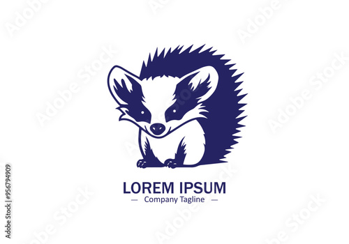 Icon of Hedgehog or porcupine vector design logo silhouette modern style on white background