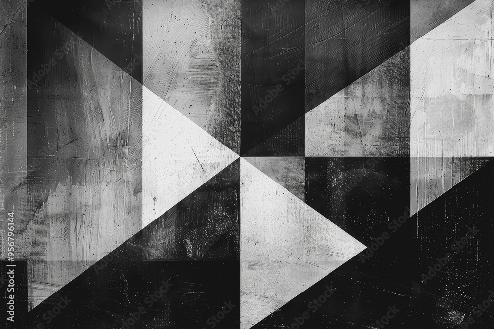 Minimalist composition of intersecting triangles. Rendered in monotone with texture and opacity. Minimalist composition of intersecting triangles. Rendered in monotone with texture and opacity.