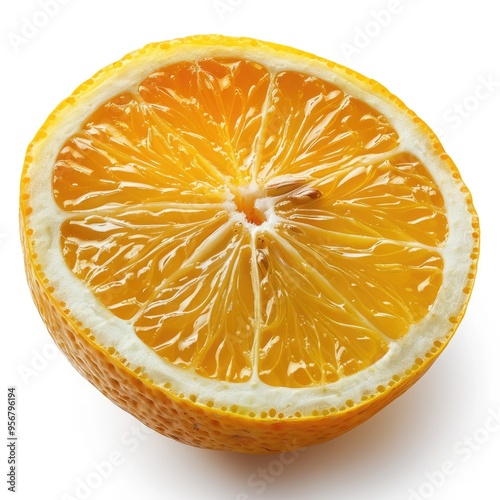 Lemon slice on white background, full depth of field