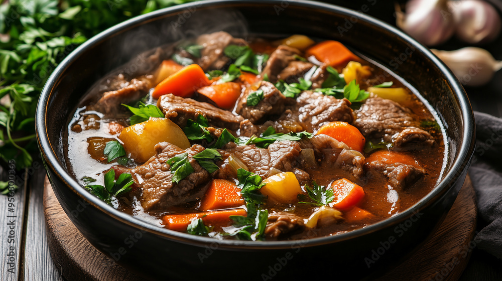 Beef stew with vegetables in a bowl Beef stew with vegetables in a bowl