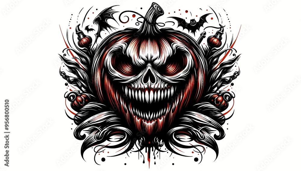 Obraz premium Evil Halloween Monster Tattoo Illustration