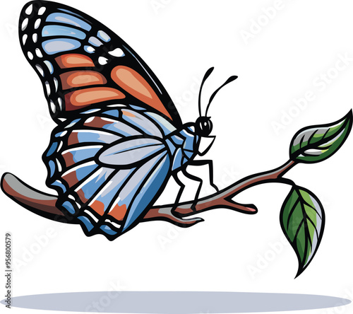 Vibrant butterfly with exquisite patterns, isolated on white background - detailed macro photography of a colorful butterfly,