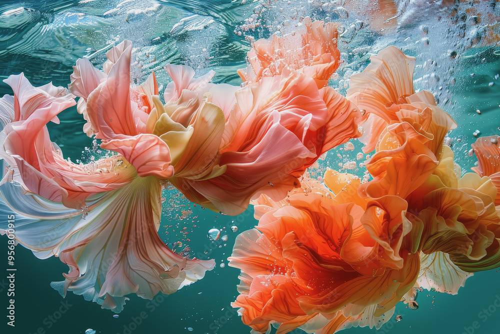 Obraz premium Vibrant colors explode underwater.