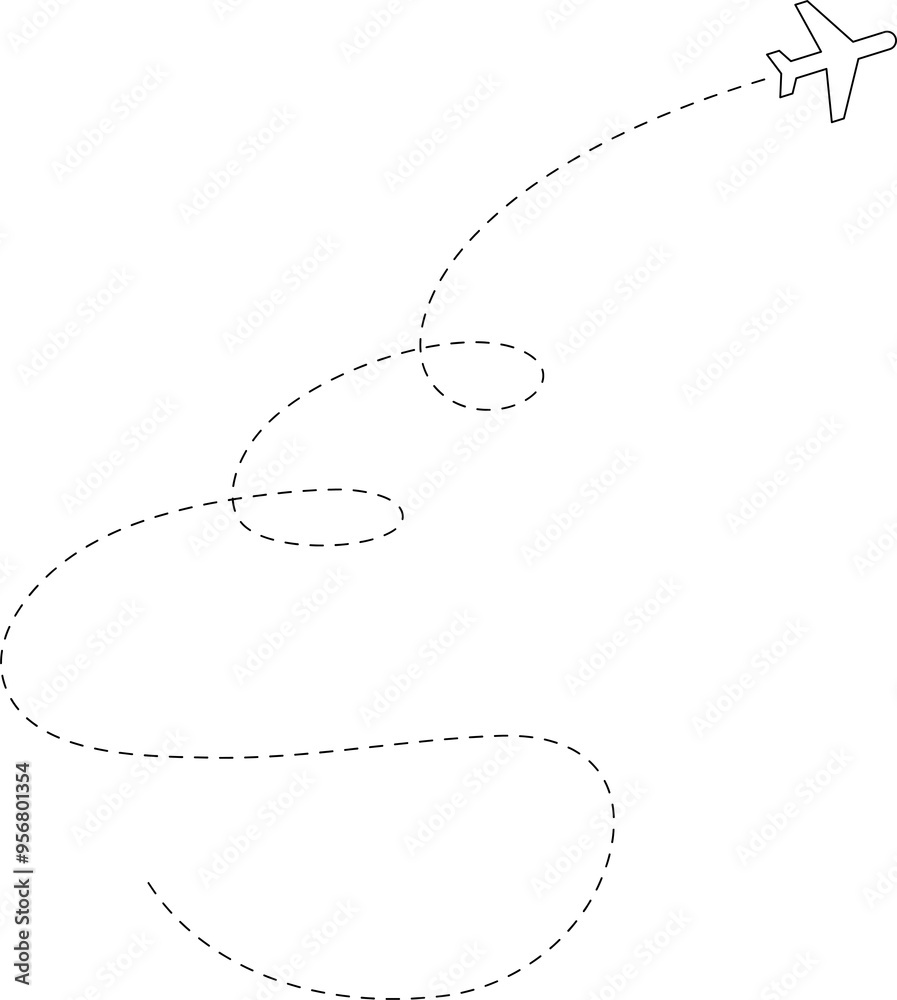 Airplane line path, flight route, trace, travel Airplane line path, flight route, trace, travel