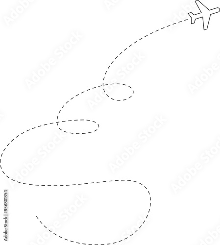 Airplane line path, flight route, trace, travel