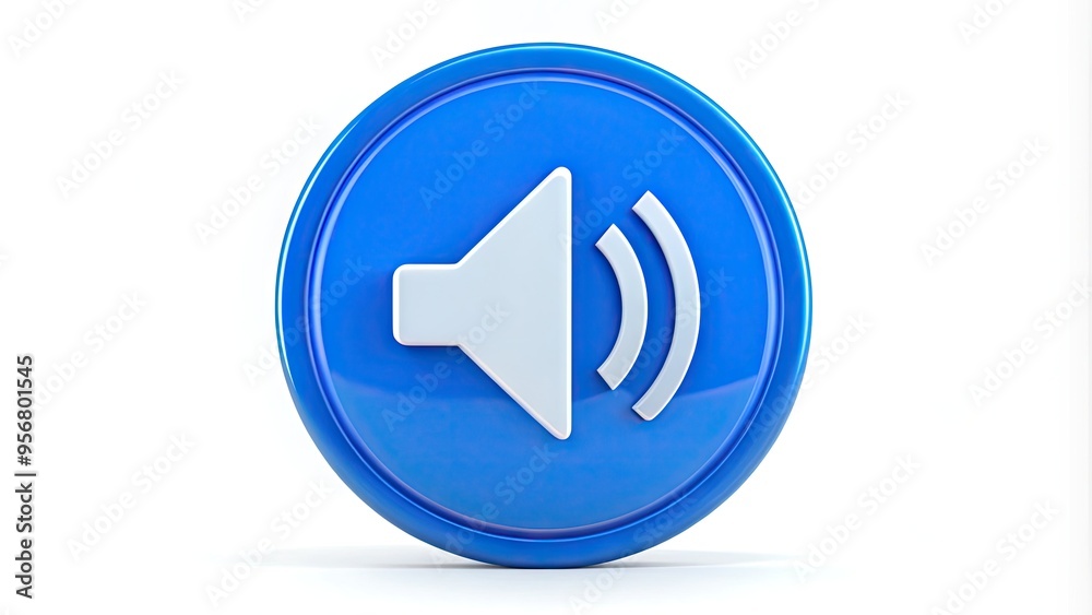 A bright blue circle with a white arrow pointing upward, symbolizing increased sound or amplification, isolated on a clean white background. A bright blue circle with a white arrow pointing upward, symbolizing increased sound or amplification, isolated on a clean white background.
