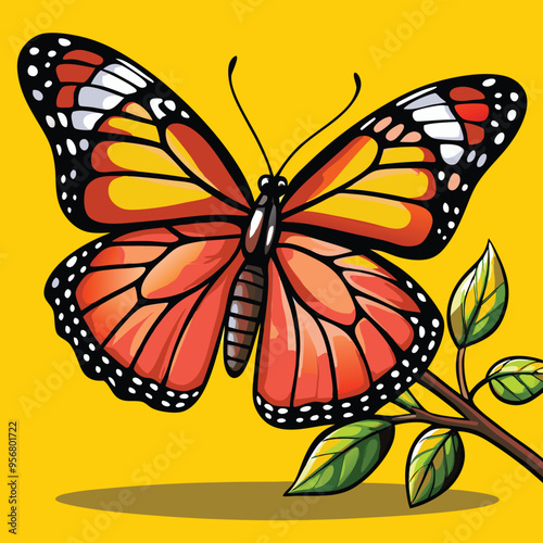 Vibrant butterfly with exquisite patterns, isolated on white background - detailed macro photography of a colorful butterfly,