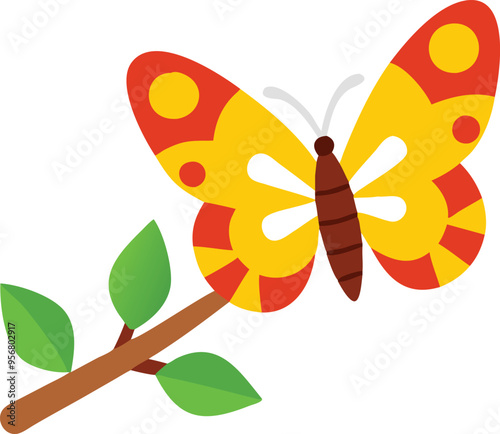 Vibrant butterfly with exquisite patterns, isolated on white background - detailed macro photography of a colorful butterfly,